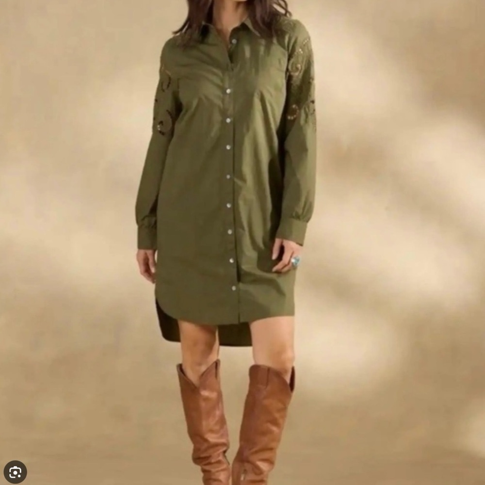 Sundance Sonda Lace Dress Green Cutout Embroidered Size L NWT Western‎ Rodeo